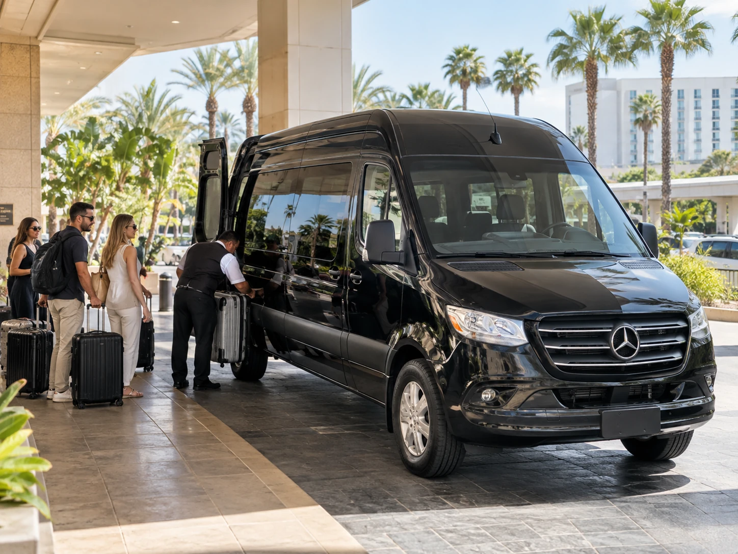 Private group airport transportation for travelers with luggage